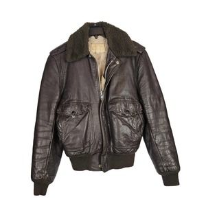 Vtg SCHOTT BROS. Brown Leather & Fur Aviator G.I. A2-M Bomber Flight Jacket